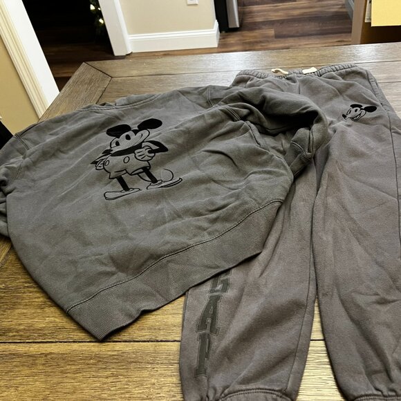 GAP Kids Disney Dark Gray Mickey Mouse Hooded Sweatshirt and Pants - Picture 1 of 3